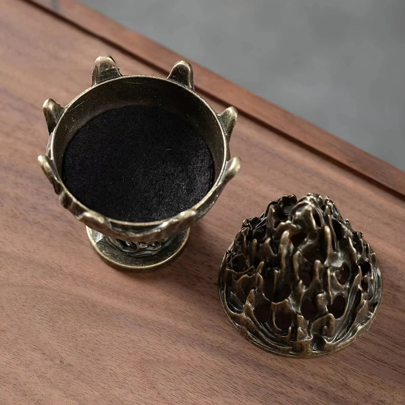 Vertical Incense Burner Mini Alloy Hollow Incense Holder Portable Tabletop Decor