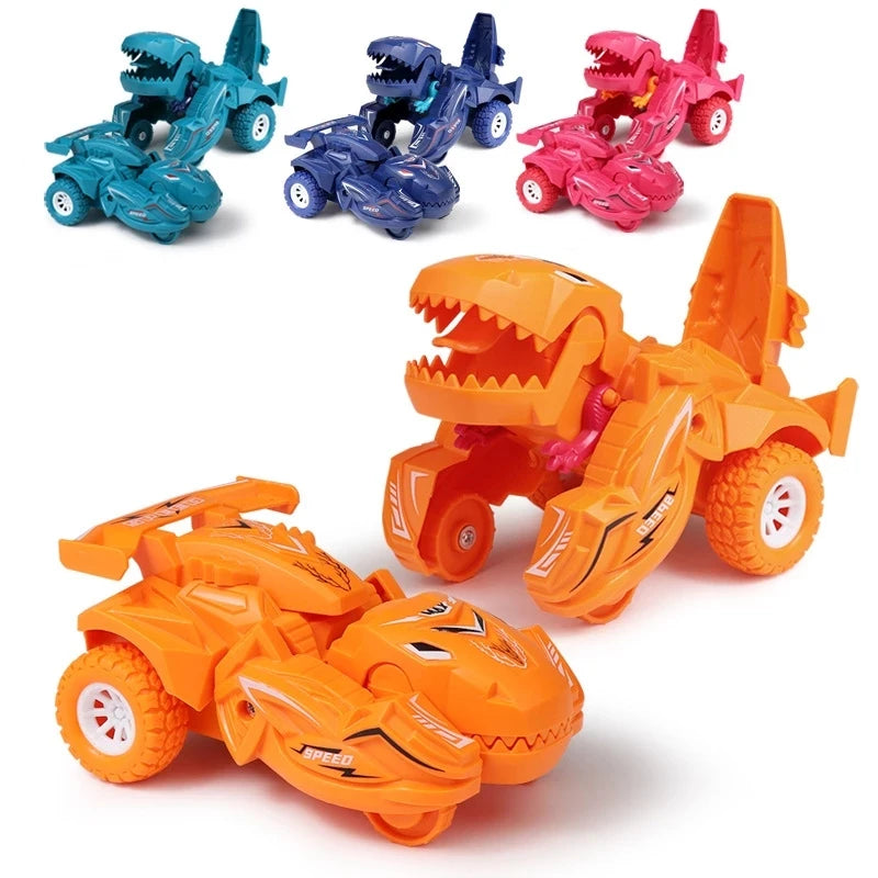 2 IN 1 Dinosaur Deformation Car Model Toy Boys One Step Action Collision