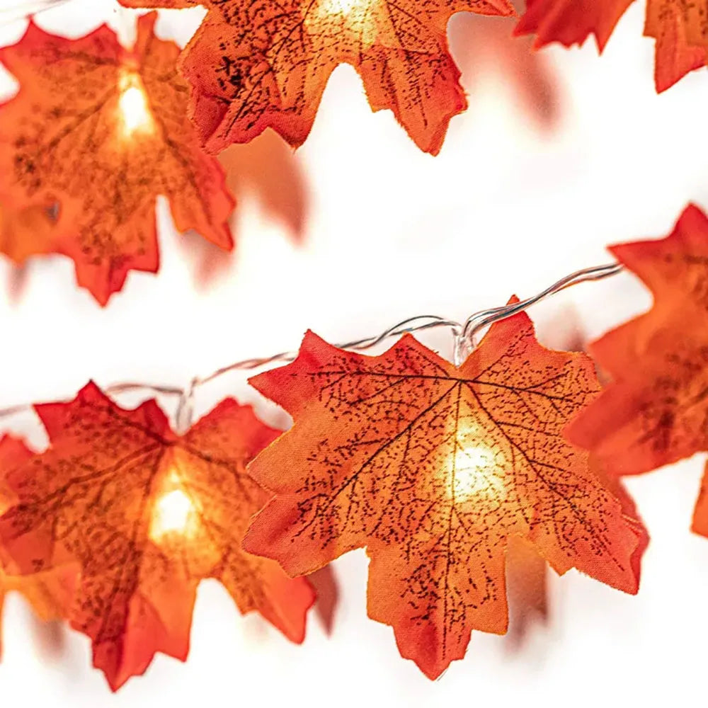 2 3 6M Halloween LED Lights String Artificial Maple Leaf Lantern Garland