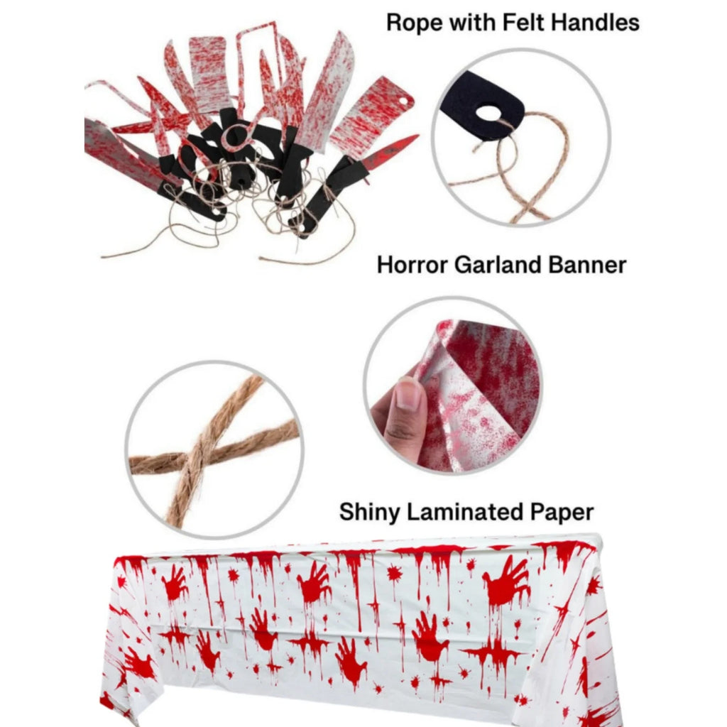 Halloween Bloody Handprint Party Tablecloth Decor