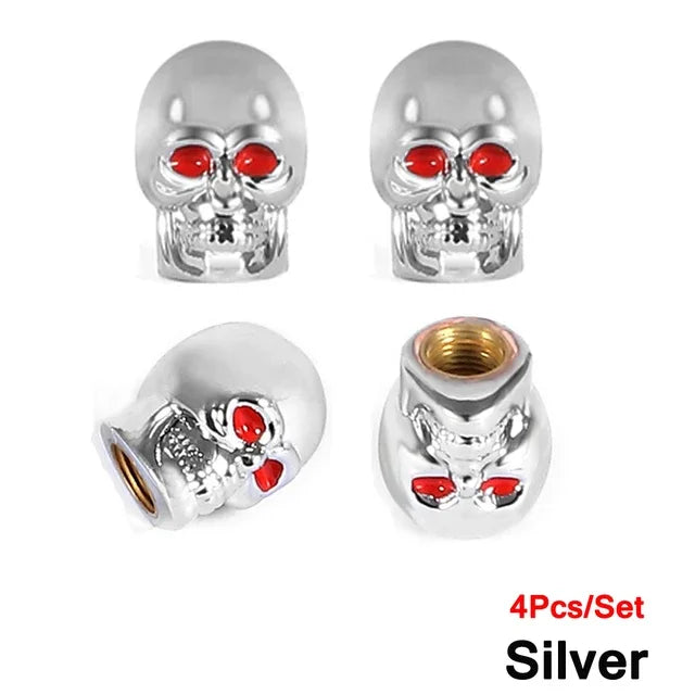 4Pcs Set Universal Car Skull Style Antirust Copper Core Motorcycle Bike Wheel