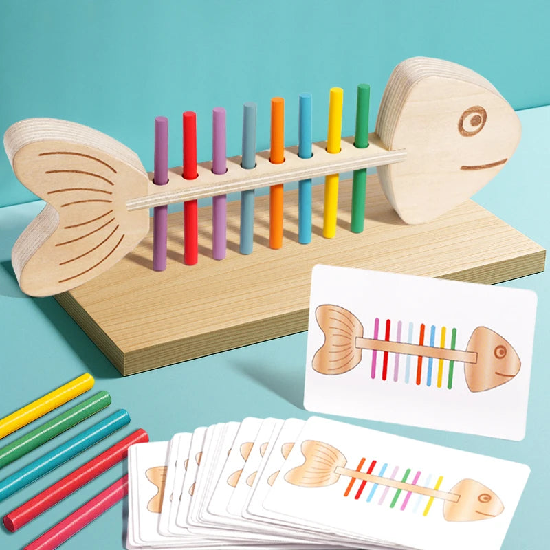 Montessori Color Matching Sensory Toys Wooden Balance Stick Fine Training Game