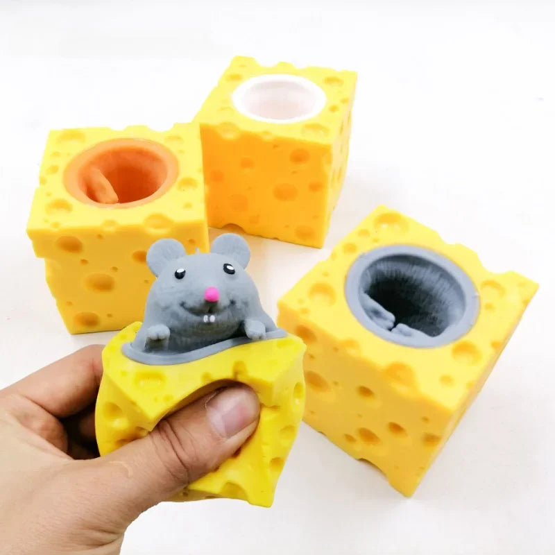 Pop Up Mouse Cheese Block Squeeze Toy Hide Seek