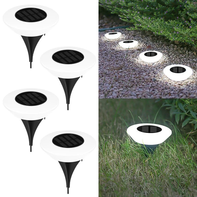 1 4Pack Solar Ground Lights 14LED Waterproof Outdoor Landscape Light LED Lawn