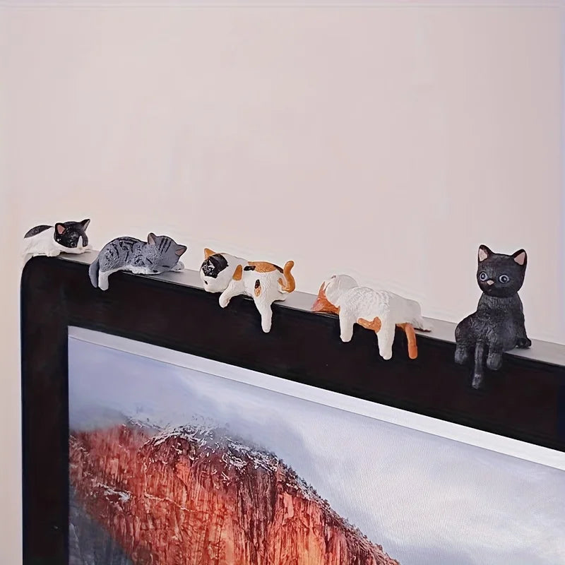 5-Pack Healing Anti-Loneliness Cat Figurines Resin Desktop Car Companion