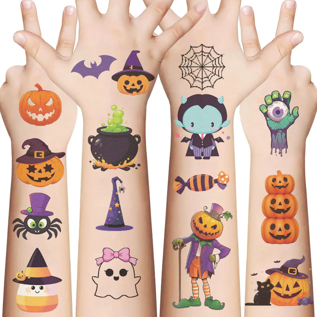 10 Sheets Halloween Pumpkins Tattoo Sticker Temporary