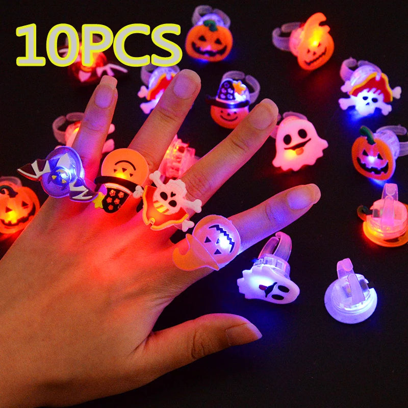 10/20PCS Cute Halloween Glowing Rings Bracelet Gift