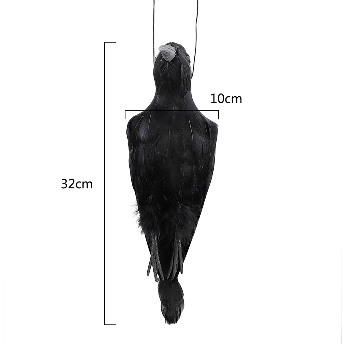 Stimulated Realistic Hanging Crow Black Feathered Bird Halloween Bar Ornaments Scary Prop Outdoor Garden Yard Crow Prop Decor