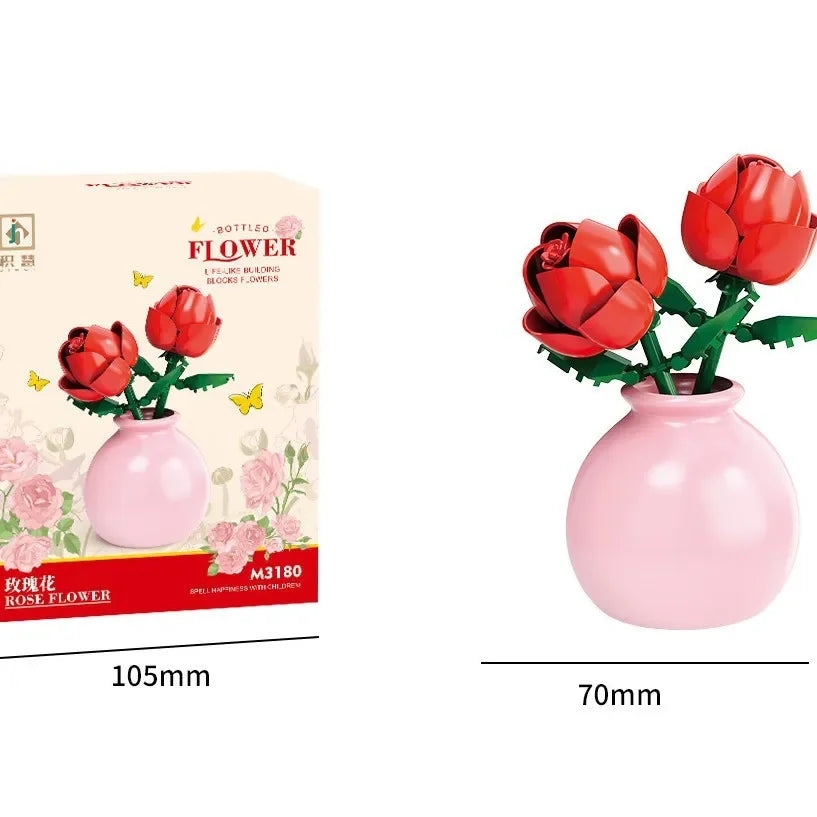Flower Pot Plant Building Blocks Home Decoration