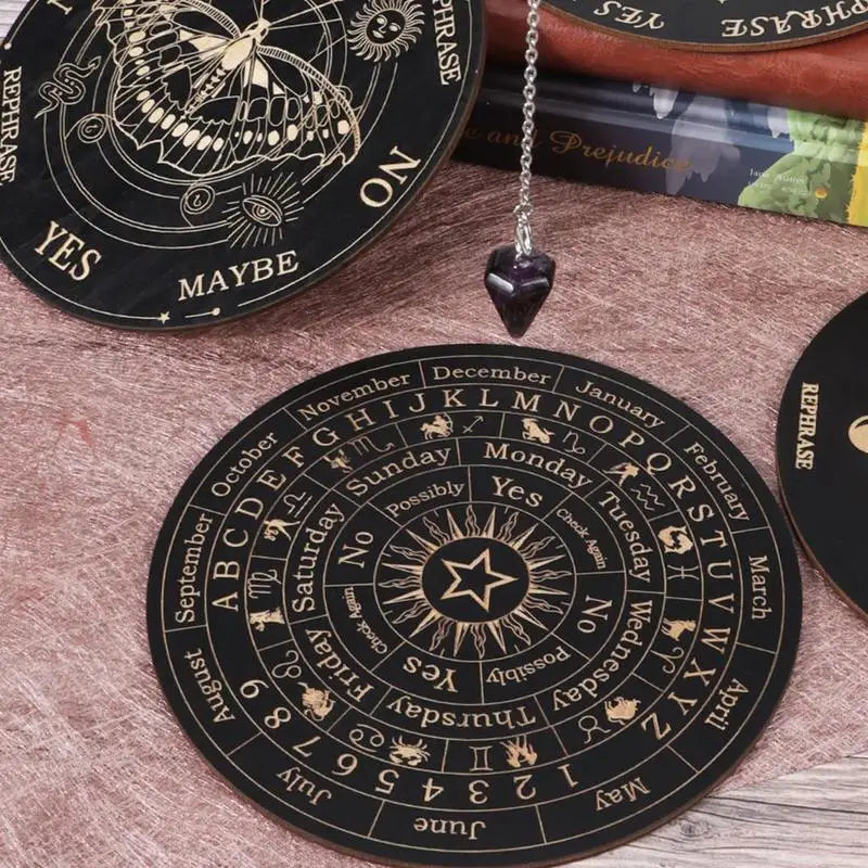 Wooden Pendulum Board Moon Star Divination Energy Healing Meditation Ouija