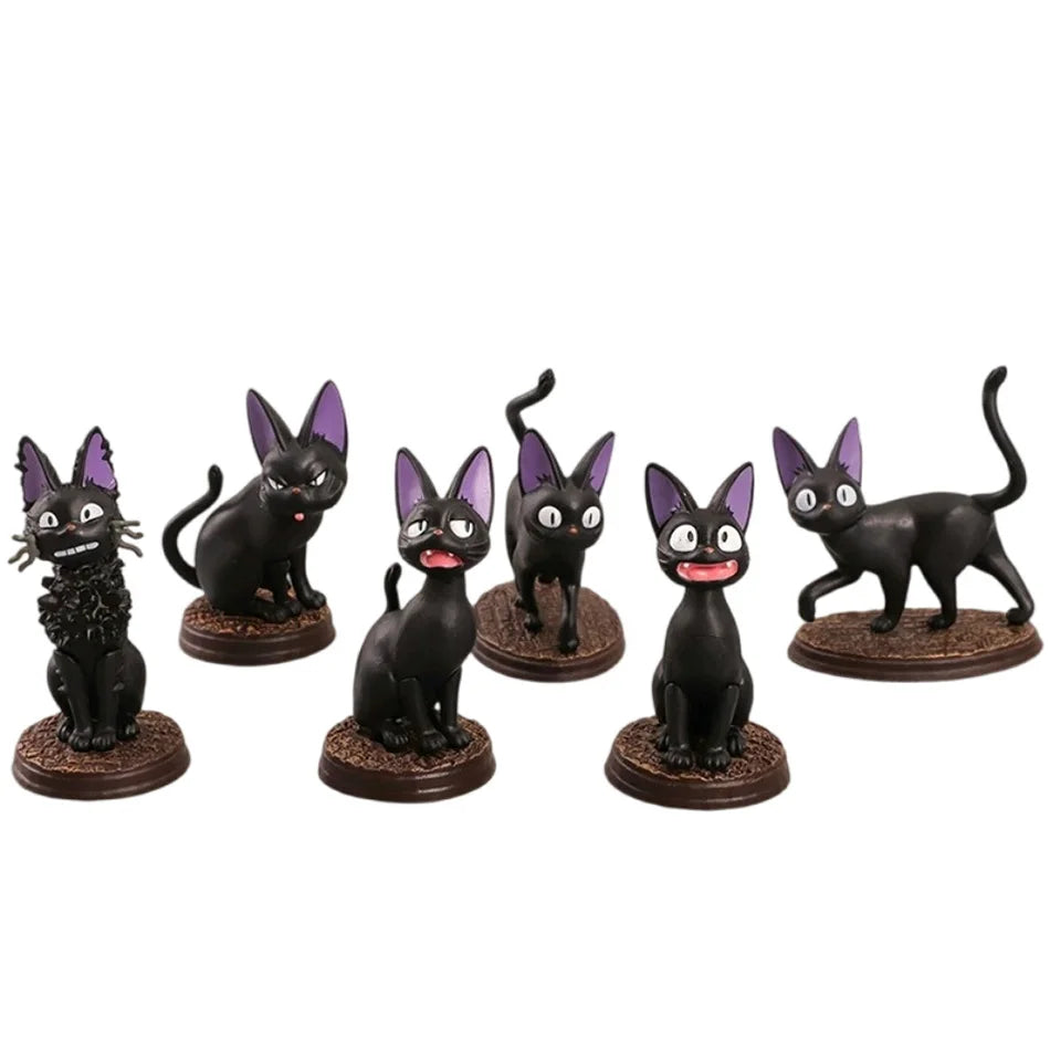 6Pcs Cartoon Black Cat Jiji Gigi Figure Set Anime Collectible