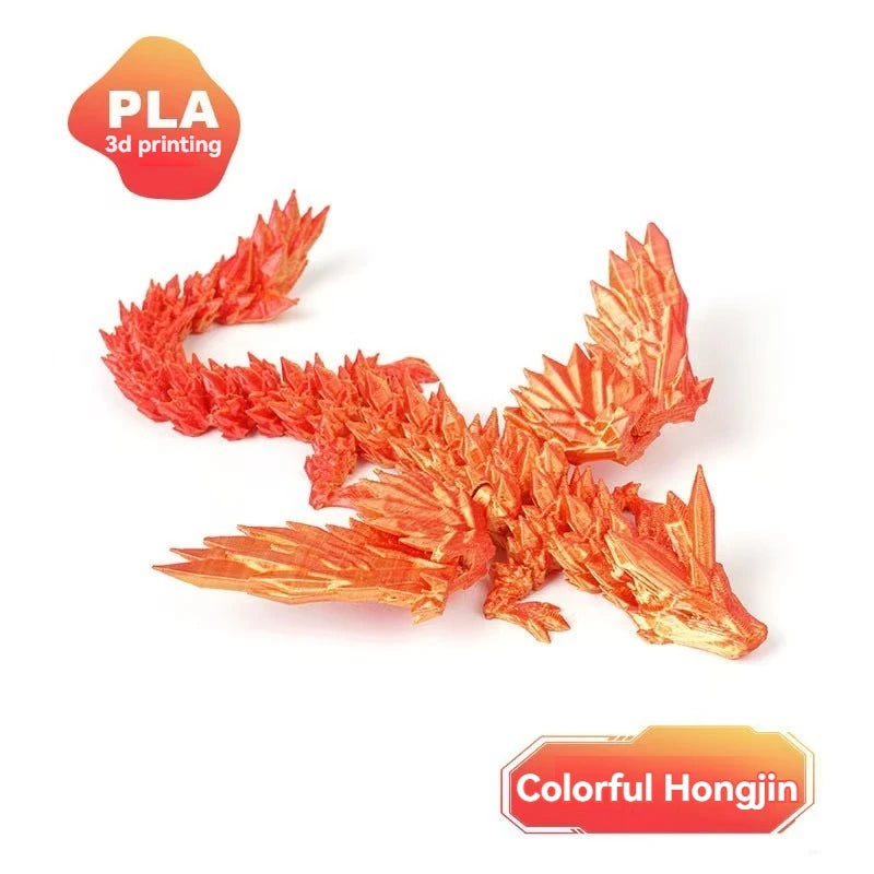 3D Printed Dragon Colorful Gem Dragon Figurines Movable Joint Rotatable