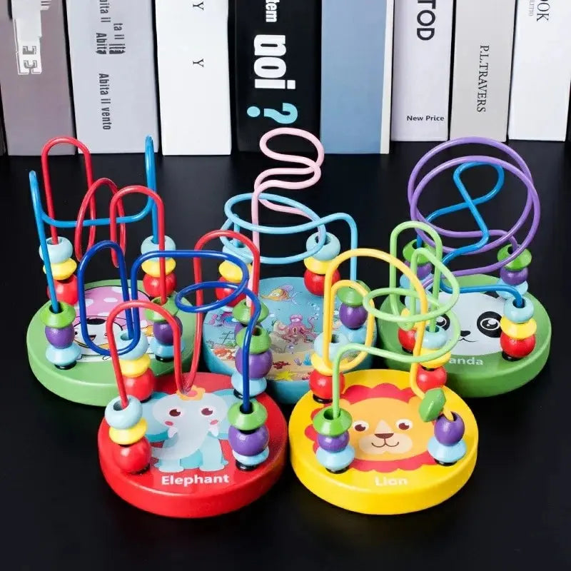 Colorful Wooden Roller Coaster Educational Circle Toy Preschool Learning Bead