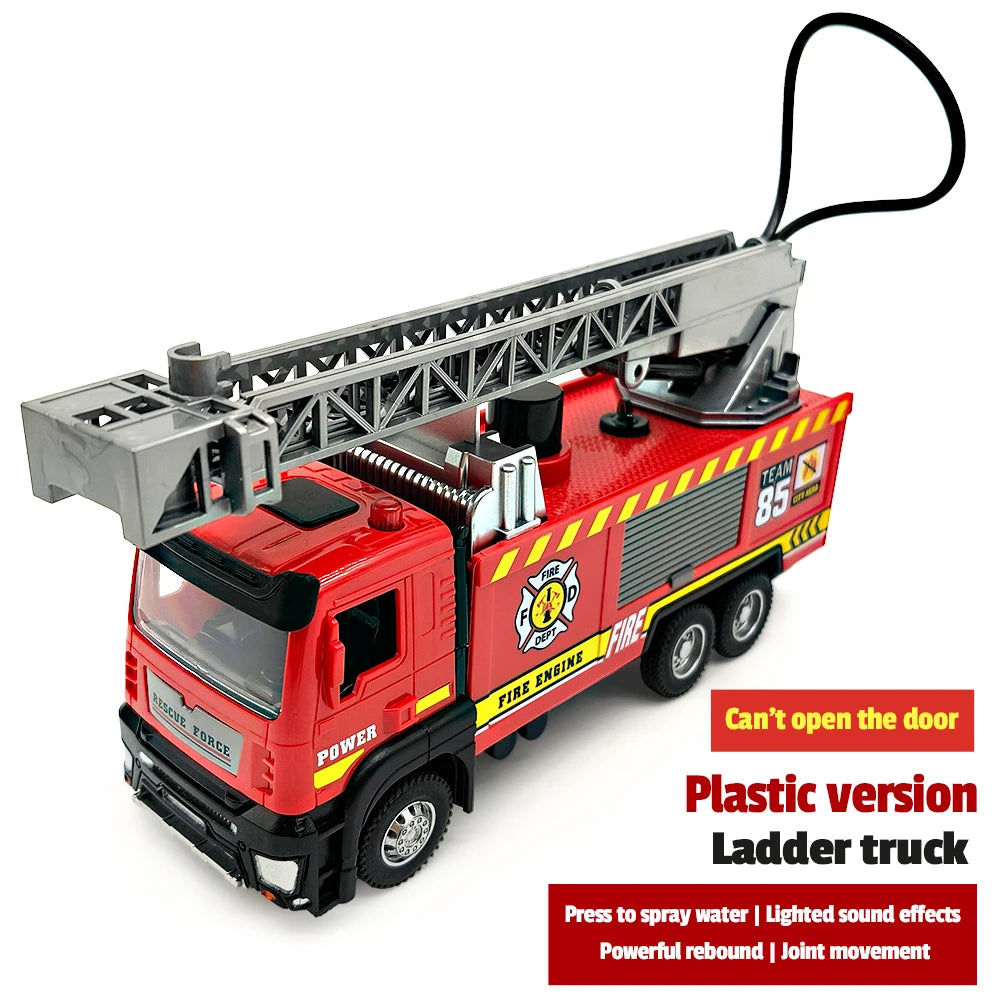 1:50 Alloy Fire Truck Firefighter Simulation Sprinkler Car Diecast Water Spray