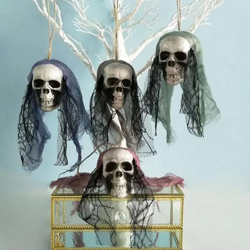 Halloween Skull Hanging Ornaments Foam Skull Bride Clothes Bone Head Scene Layout