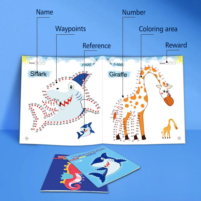 Line Drawing Children Doodle Book Learning Numbers Early