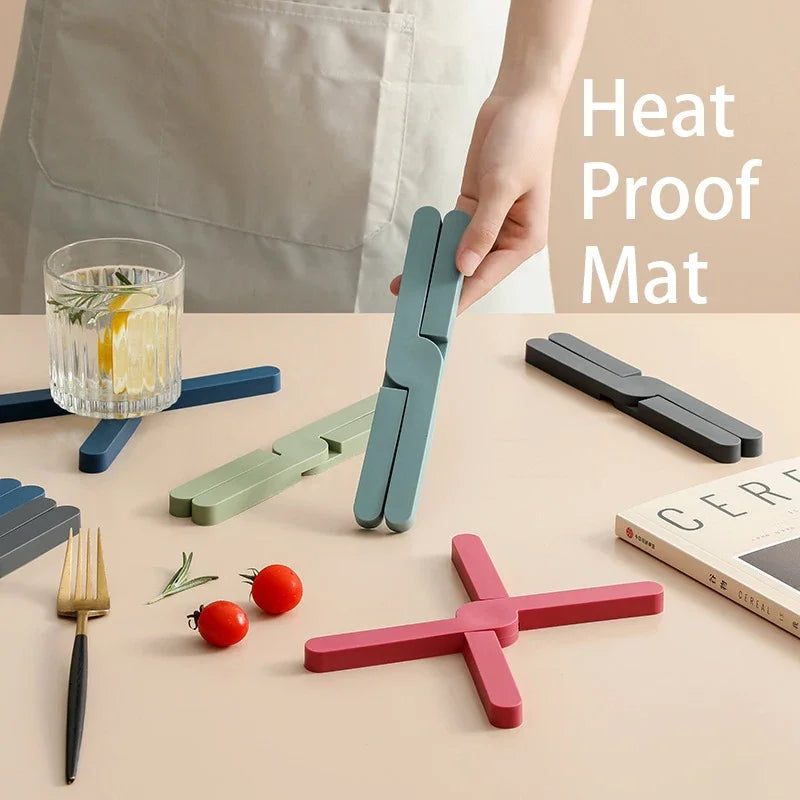 Silicone X Shaped Heat Resistant Pad Foldable Non-Slip Pot Pan Mat Table