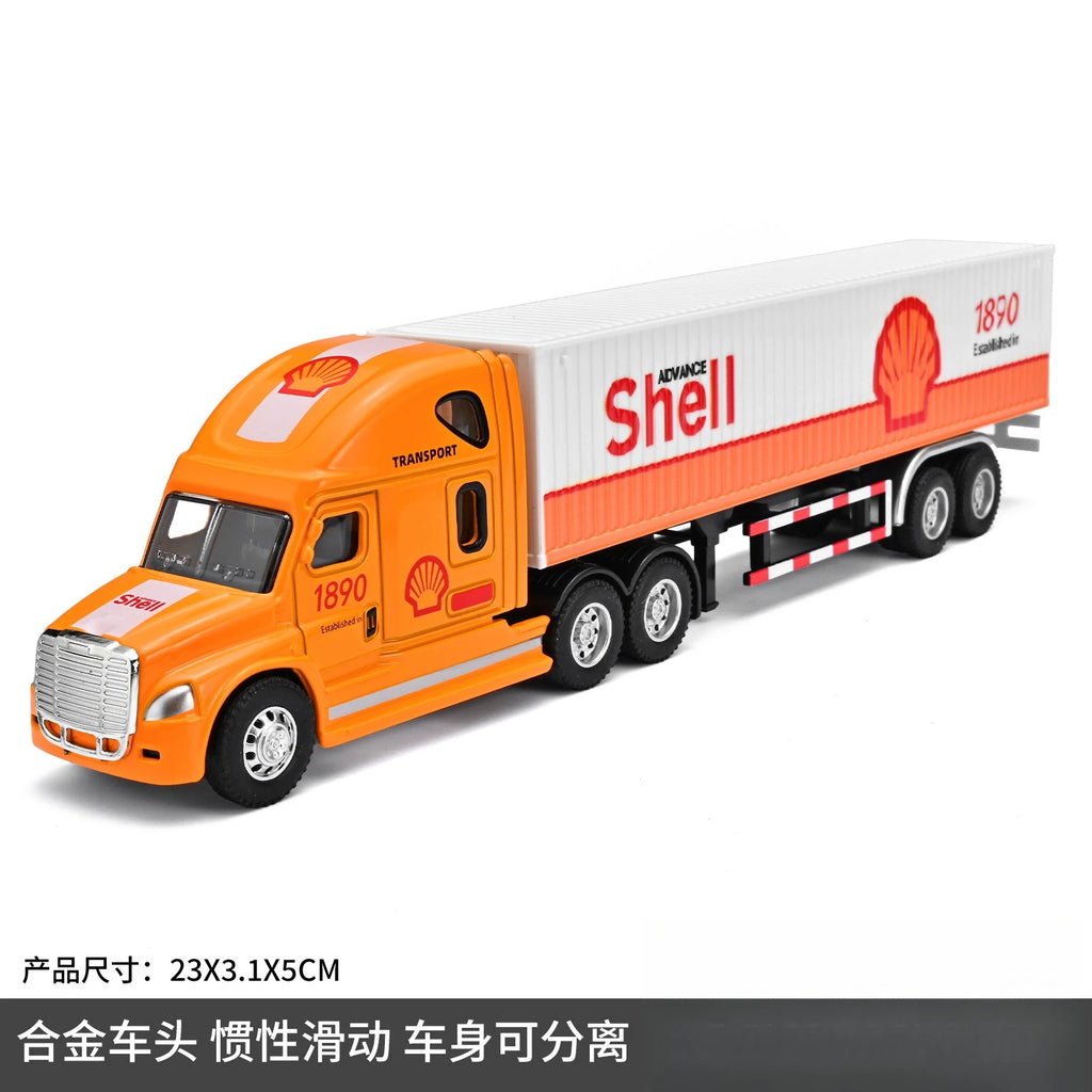 1:64 Small trailer container truck Gulf version Simulation alloy car model