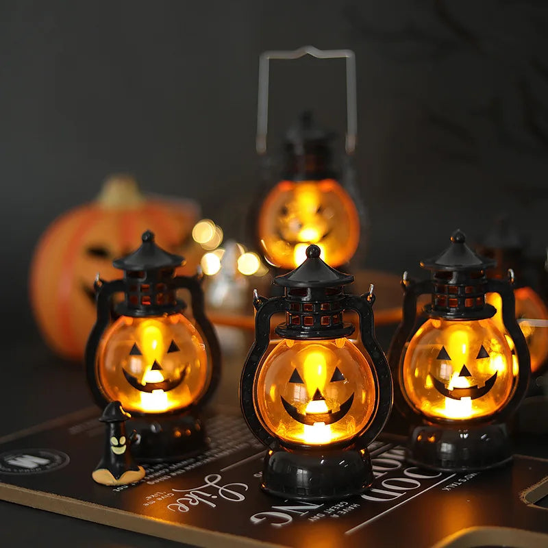 Halloween LED Hanging Pumpkin Lantern Light Ghost Lamp Candle Light Retro