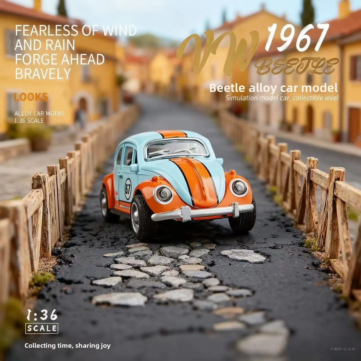 1 36 Scale Vintage Gulf Beetle Diecast Alloy Car Model Toy Kids Collectible
