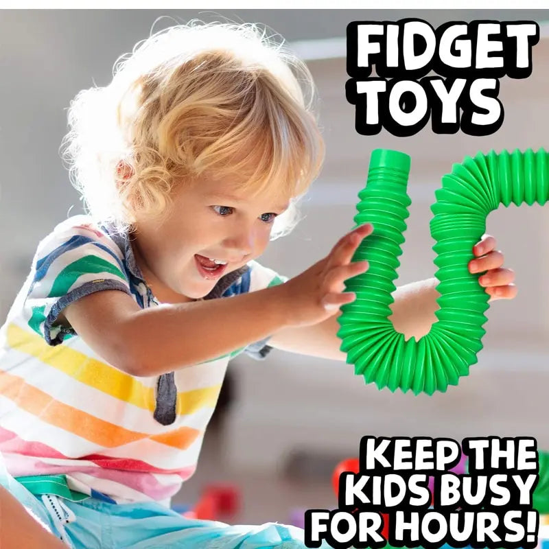 Colorful Pop Tubes 8 Pack Stretching Fidget