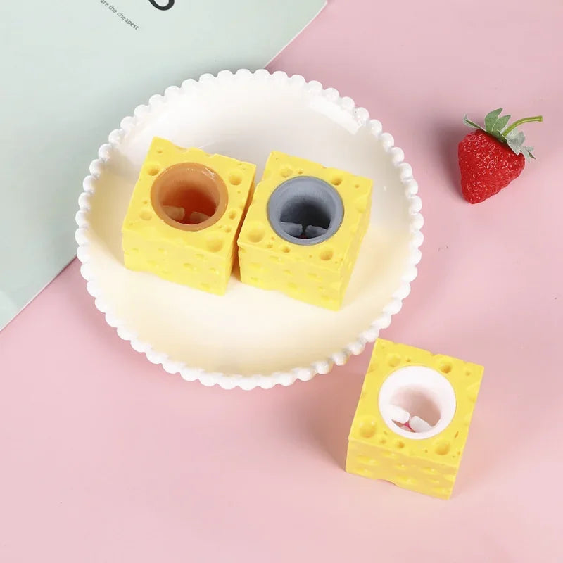 Pop Up Mouse Cheese Block Squeeze Toy Hide Seek