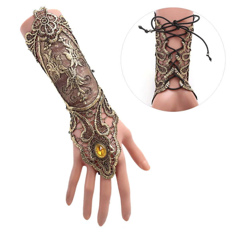 1pc Gothic Steampunk Lace Cuff Fingerless Glove