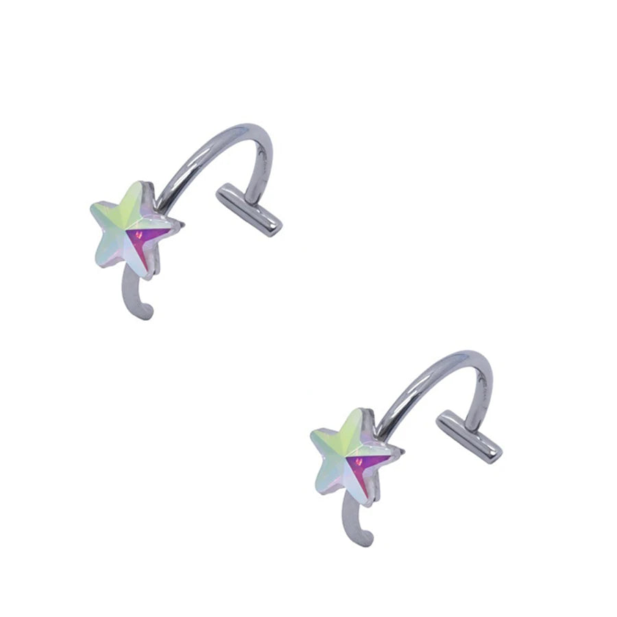 2PCS Trendy 10mm Stainless Steel Punk Clip on Fake Piercing Nose Wrap Lip