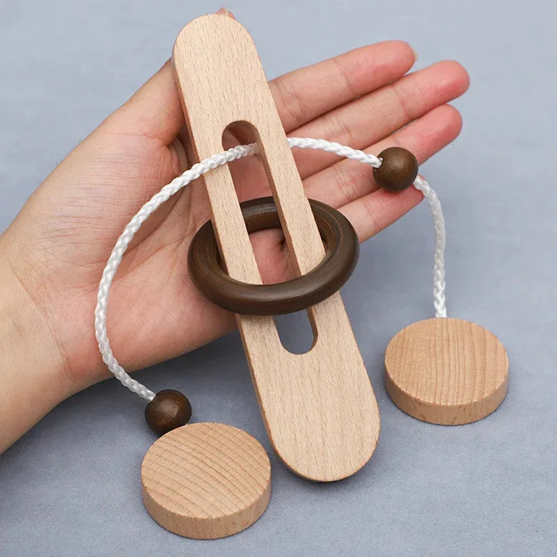 3D Wooden Interlocking Ring Puzzle Logic Spatial Thinking Training Game Focus