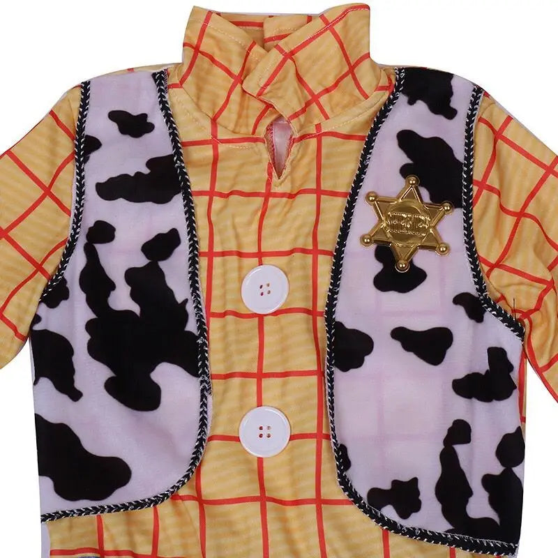 Kids Denim Character Costume Jumpsuit Hat Set