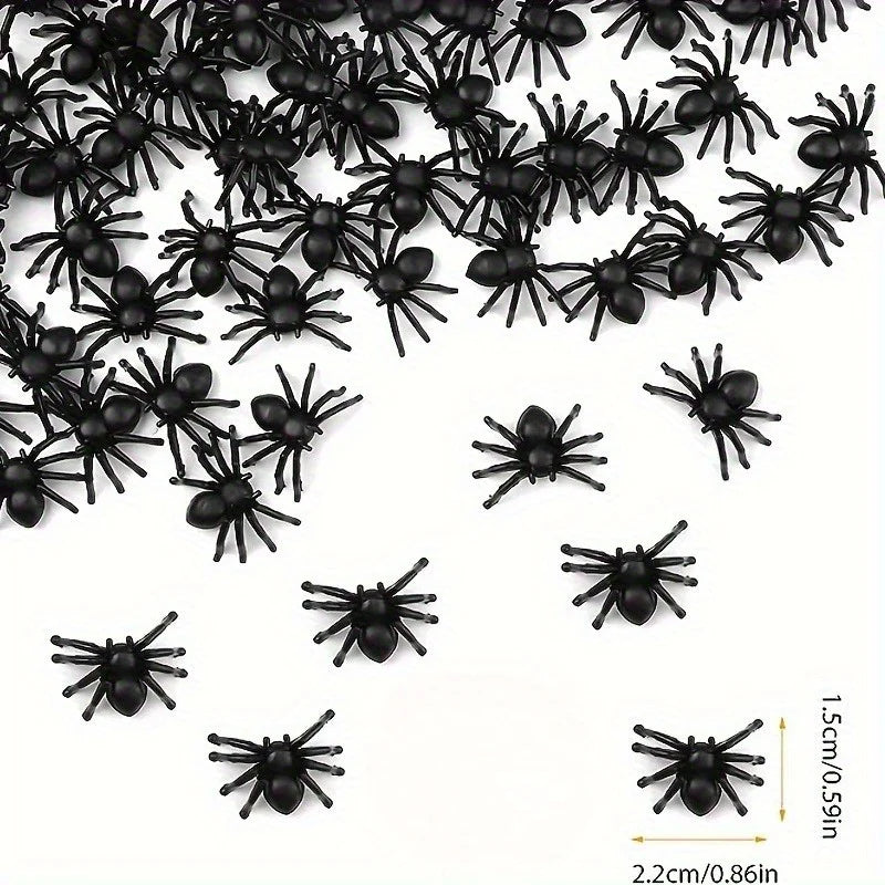 100 50pcs Realistic Spider Halloween Decoration Plastic Mini Spider Black Scary