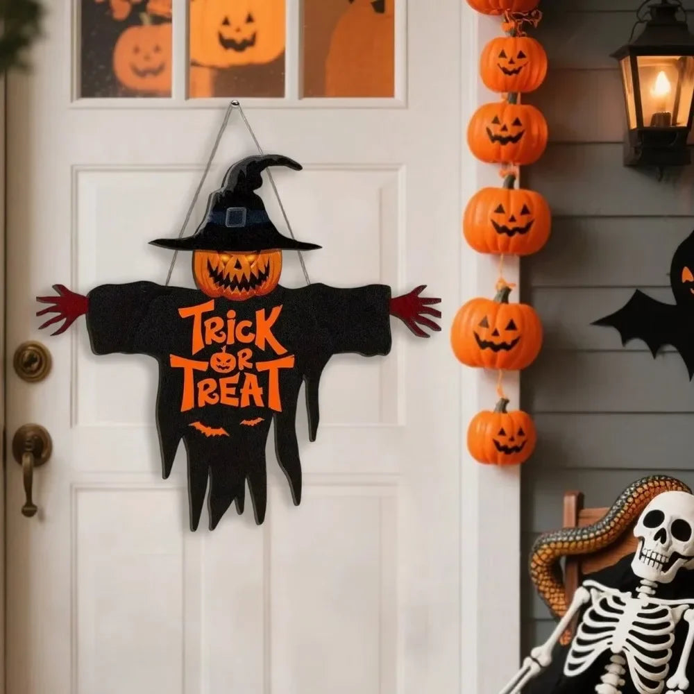 CIFBUY Halloween Trick-or-Treat Metal Sign Pumpkin