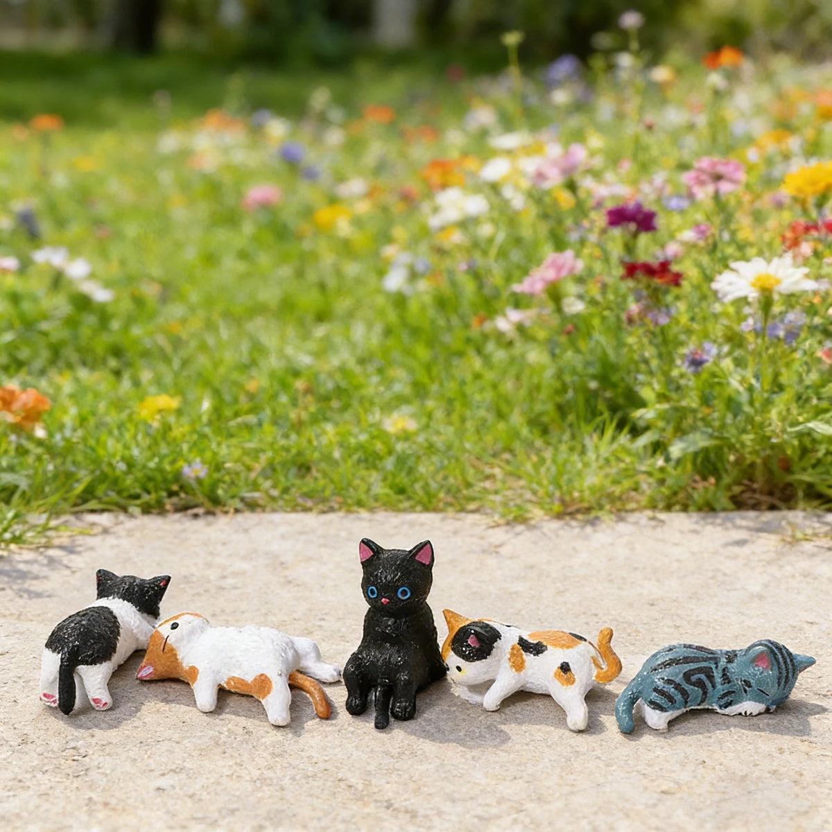 5-Pack Healing Anti-Loneliness Cat Figurines Resin Desktop Car Companion