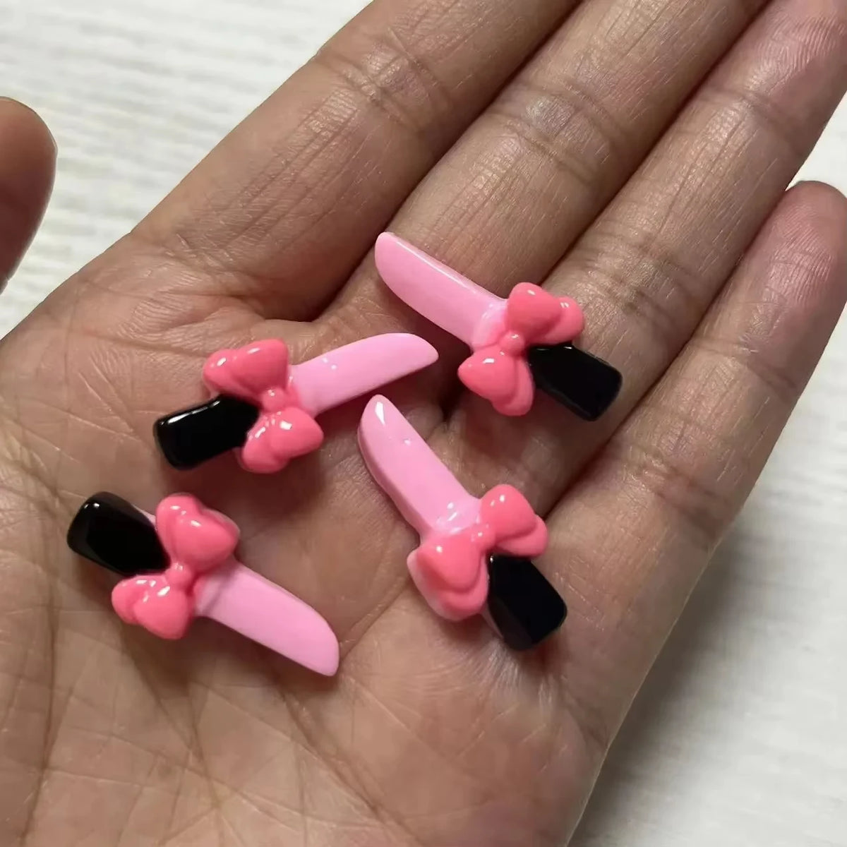 10pcs Macaron Color Skull Bow Skeleton Resin Handmade