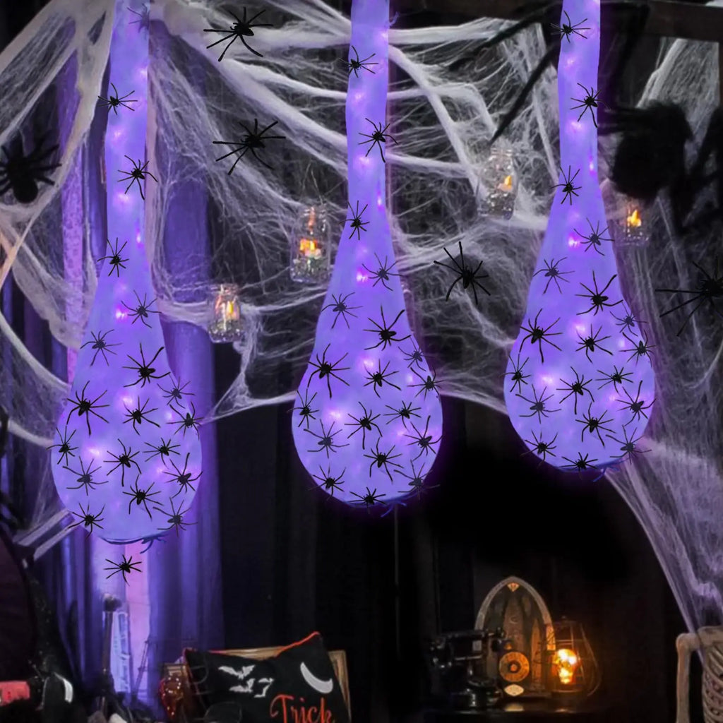 Halloween Glowing Spider Egg Hanging Light Web Prop