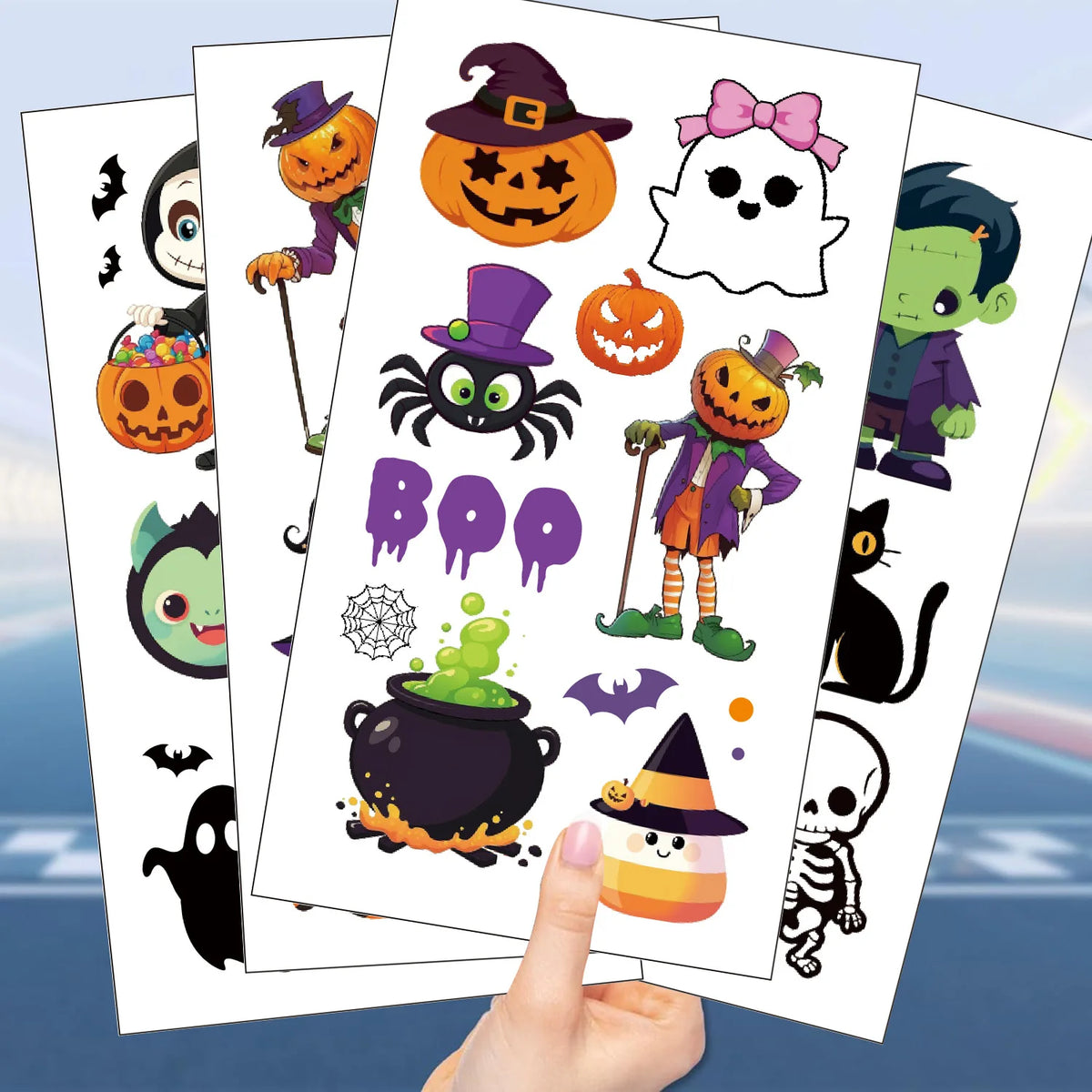 10 Sheets Halloween Pumpkins Tattoo Sticker Temporary