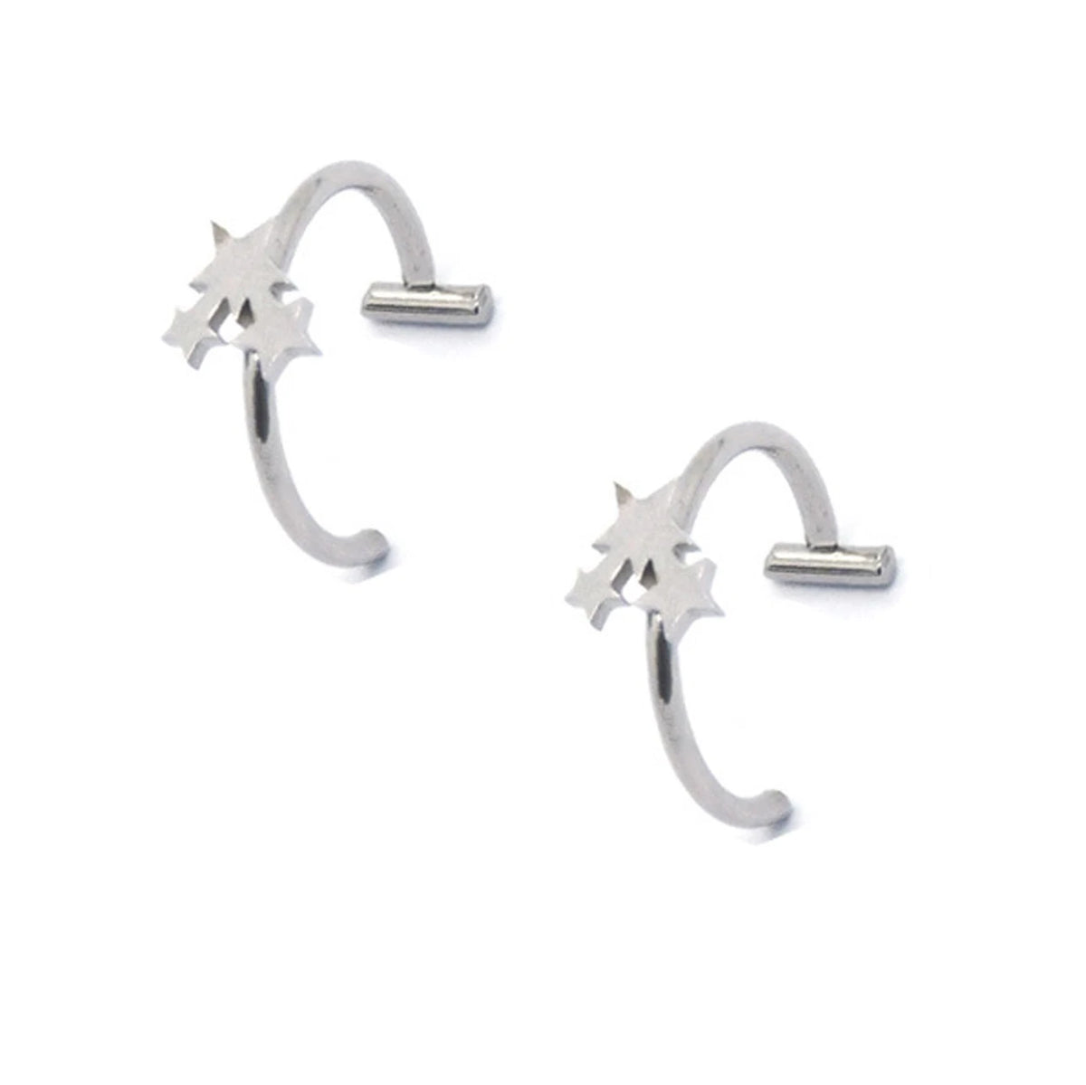 2PCS Trendy 10mm Stainless Steel Punk Clip on Fake Piercing Nose Wrap Lip