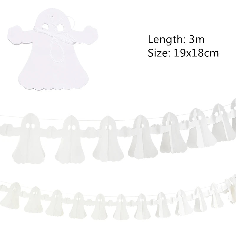 Halloween Flower Ghost Festival Scene Decoration Pull Flag Spider Bat Ghost