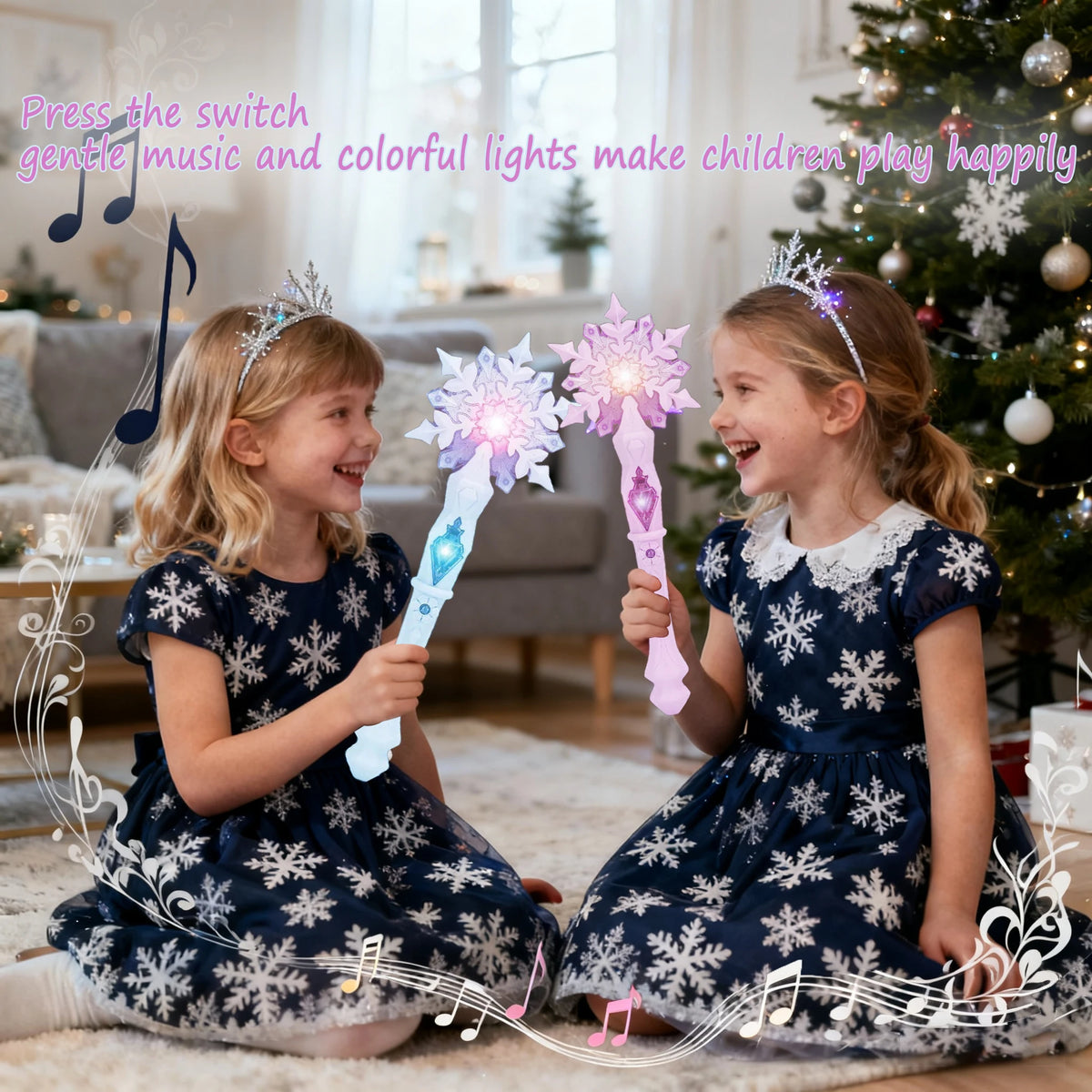 Princess Snow Wand Toy Interactive Glowing Light Stick