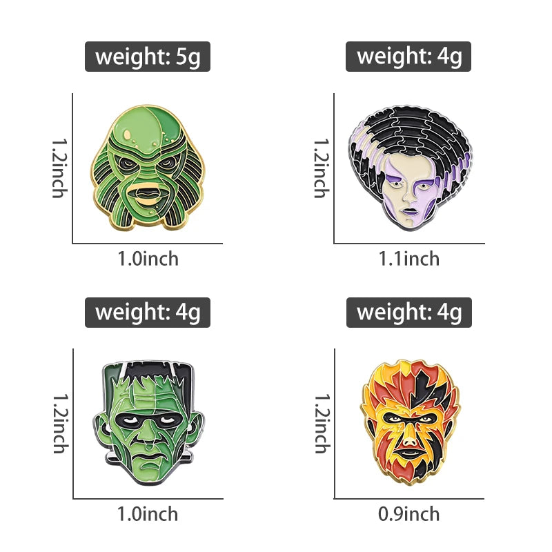 Films Monsters Theme Enamel Pins Collector Set