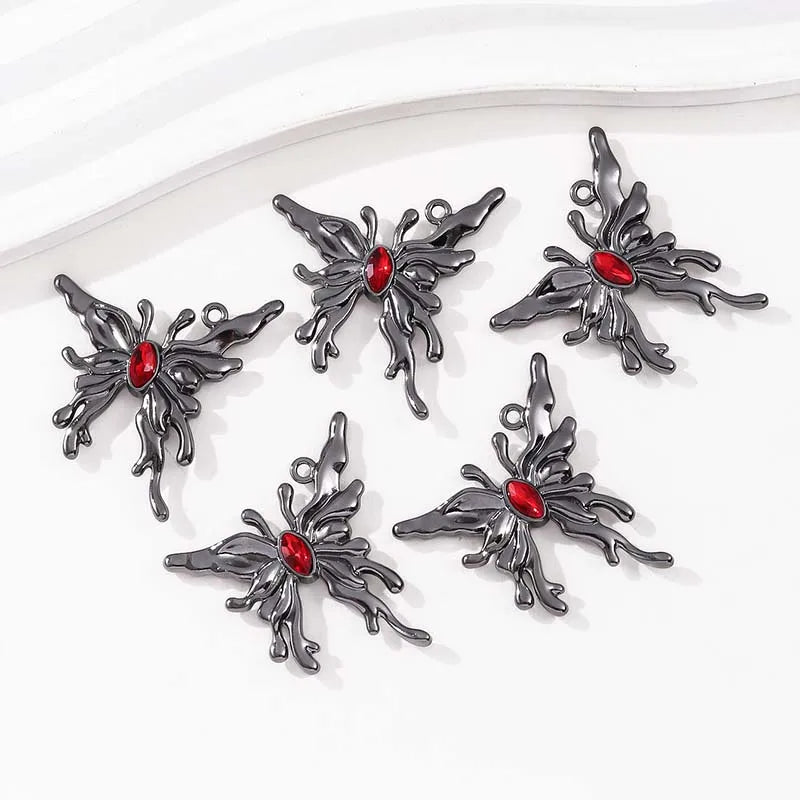 10pcs Dark Gothic Retro Black Butterfly Spider Cross