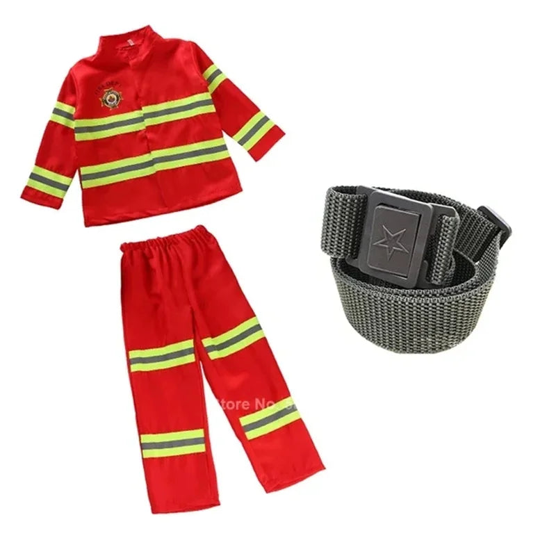 Kids Firefighter Costume Role-Play Uniform