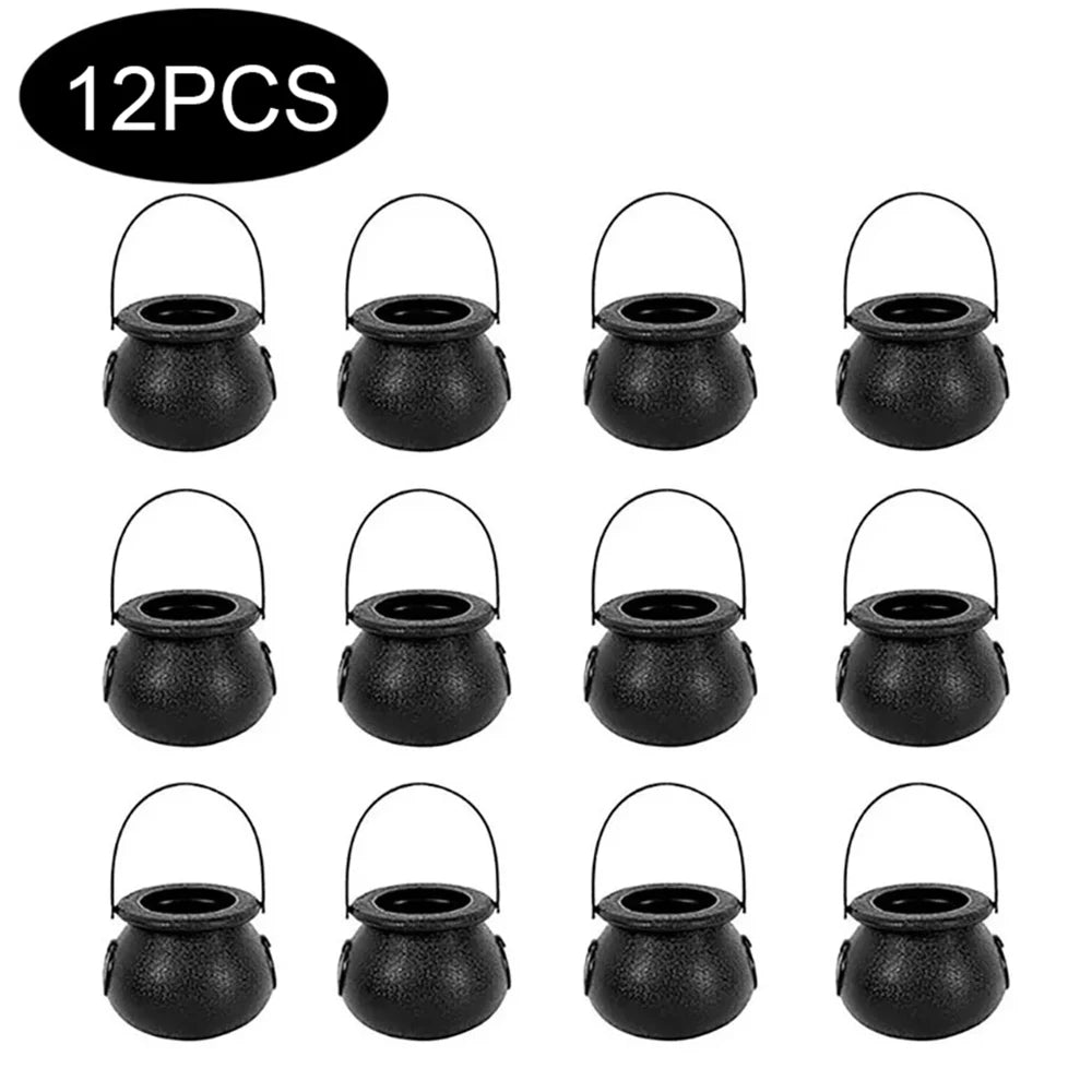 Halloween Witch Cauldron Decoration Mini Black Plastic Witches Cauldron Pumpkin