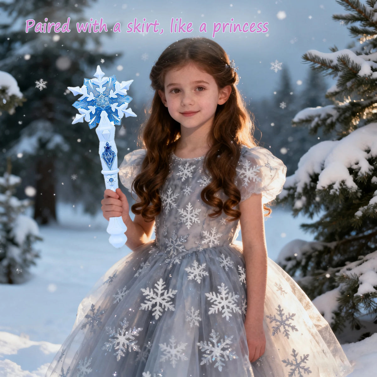 Princess Snow Wand Toy Interactive Glowing Light Stick