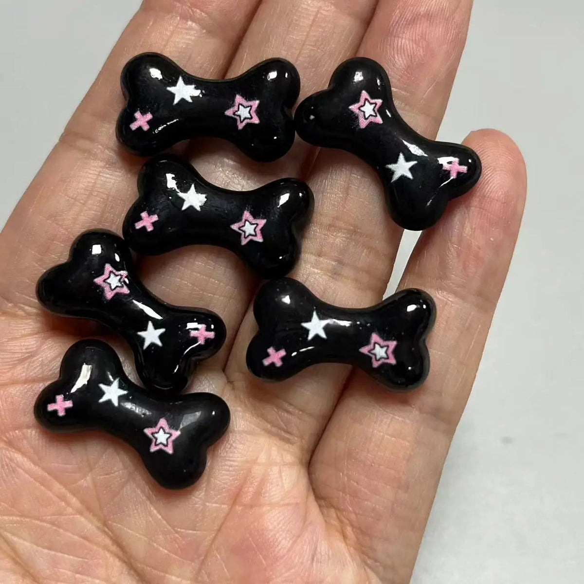10pcs Macaron Color Skull Bow Skeleton Resin Handmade