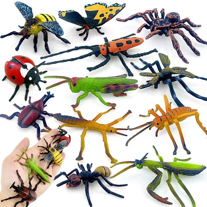 12pcs Wild Insect Animals Model Set Butterfly Scorpion Mantis Cicada Lizard