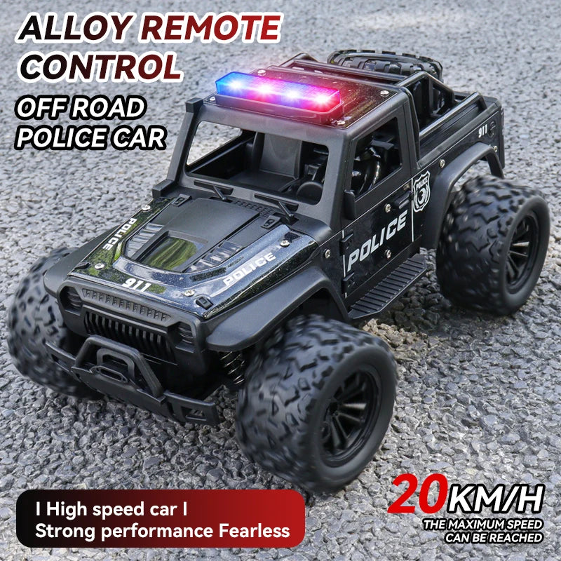 ZWN 1:16 Alloy High Speed Off-Road Police Truck RC Car Music Sound LED