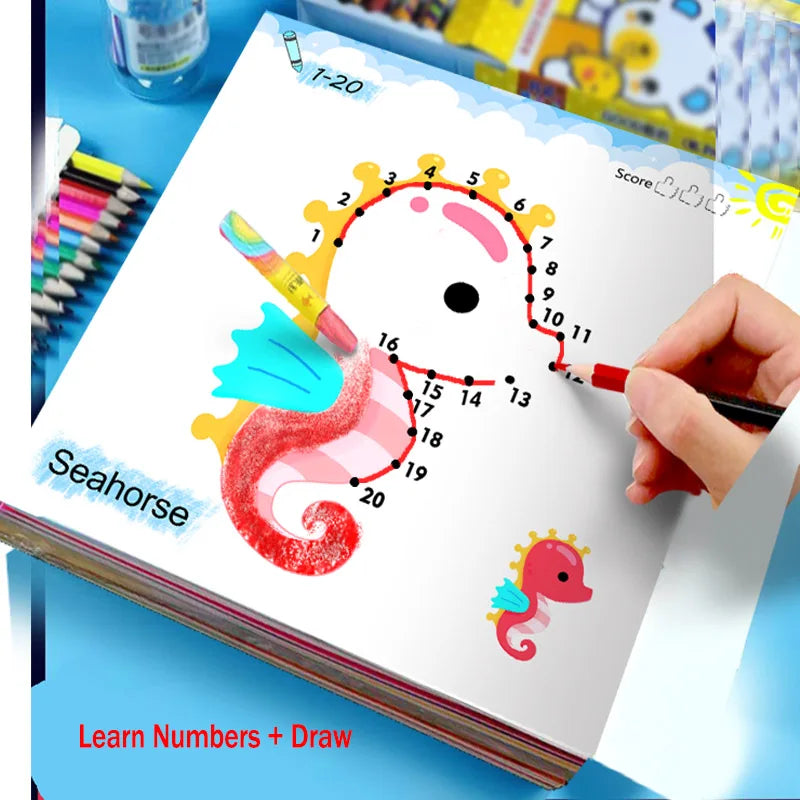 Line Drawing Children Doodle Book Learning Numbers Early