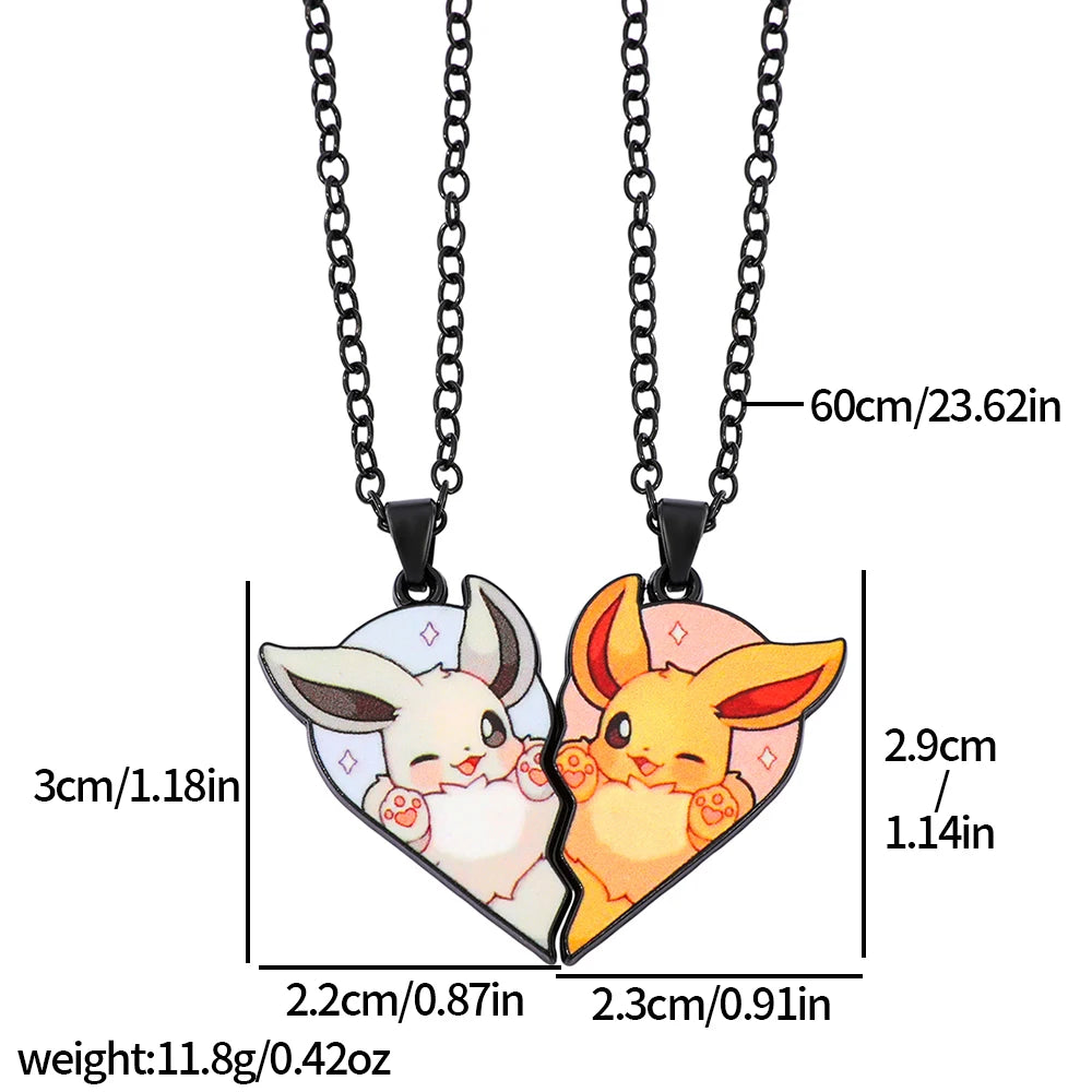 2-piece Cute Eevee Cartoon Pendant Necklace Metal