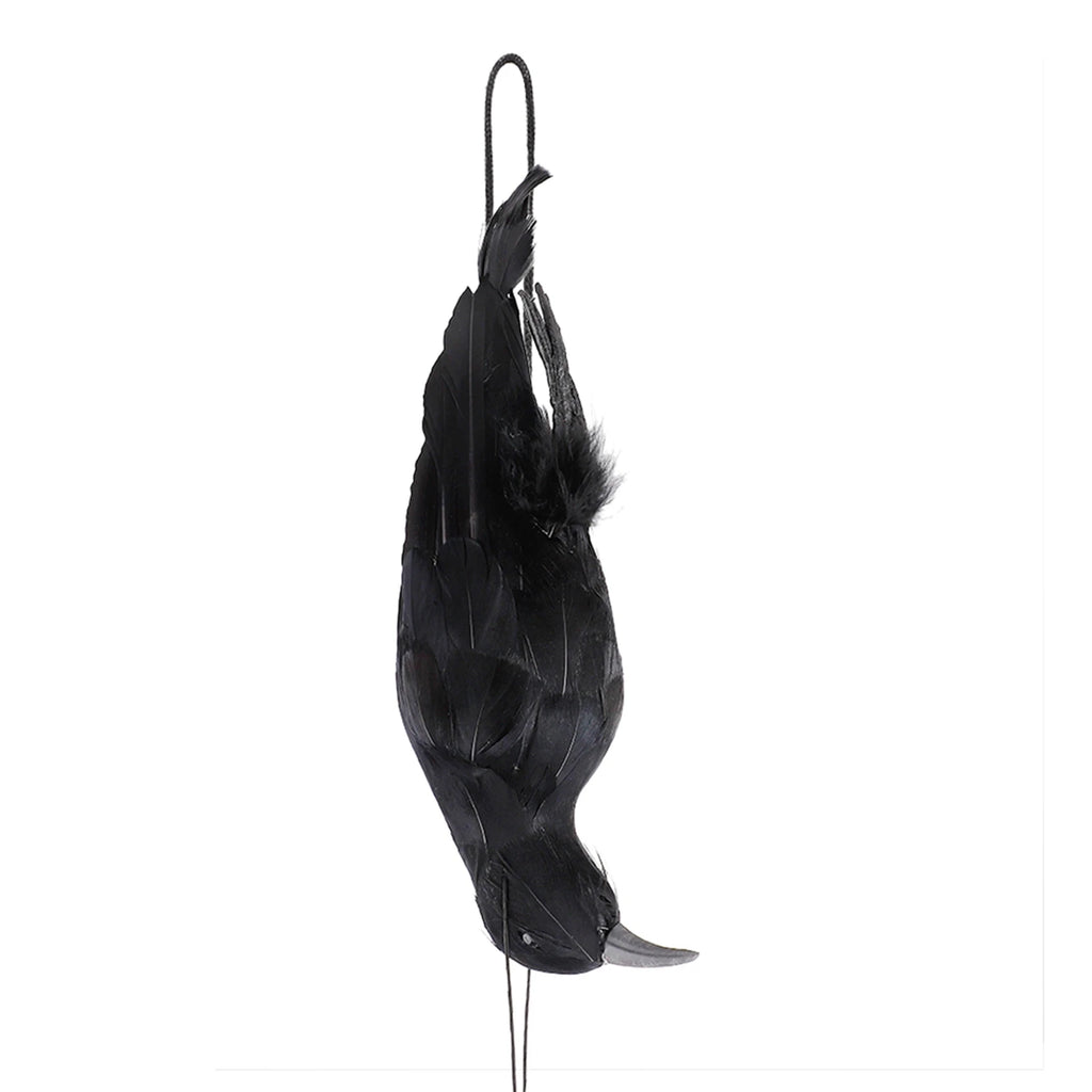 Stimulated Realistic Hanging Crow Black Feathered Bird Halloween Bar Ornaments Scary Prop Outdoor Garden Yard Crow Prop Decor